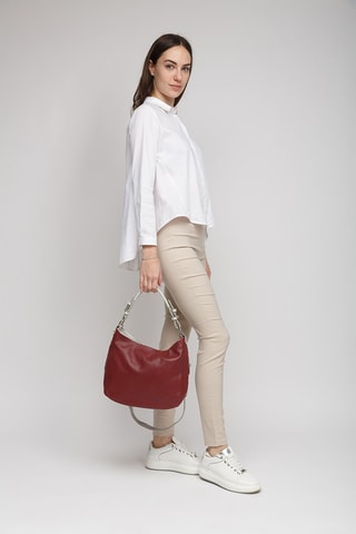 Sac porté épaule en cuir de veau - Rouge