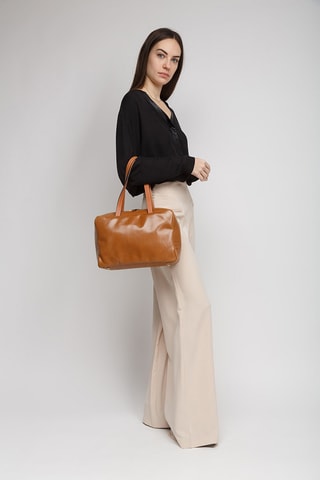 Sac à main en croûte de cuir - Marron