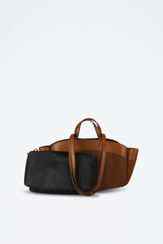 Cabas et pochette en cuir de veau - Marron