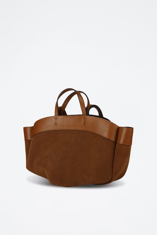 Cabas et pochette en cuir de veau - Marron