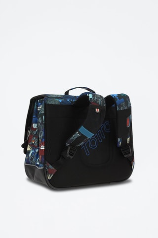 Cartable Tijeras - Noir, beige, rouge et bleu