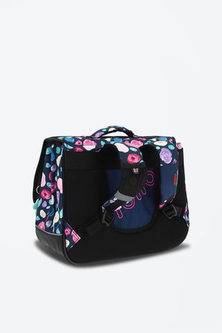 Cartable Tijeras Bleu marine et rose - Bleu, jaune, violet et rose