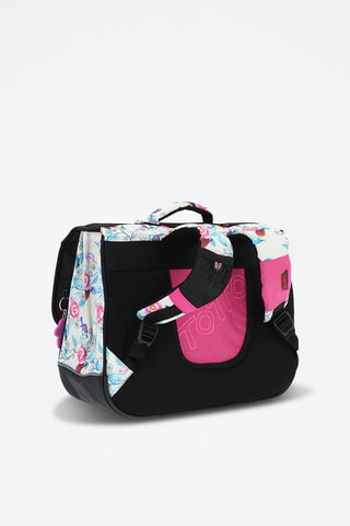Cartable Tijeras Blanc et bleu clair - Blanc, noir, bleu et rose