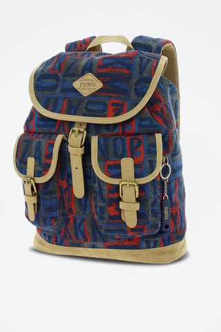 Zaino Caprini - Beige, rosso, blu e grigio