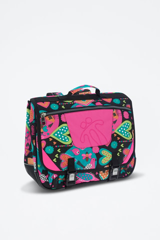 Cartable Tijeras Noir et rose - Blanc, noir, bleu, vert et rose