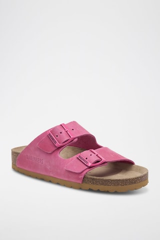 Mules en cuir - Fuchsia