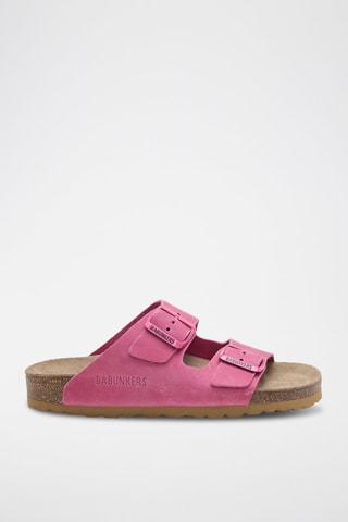 Mules en cuir - Fuchsia