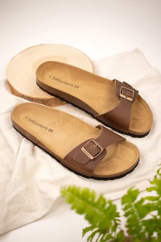 Leren Slippers Kloe Bruin