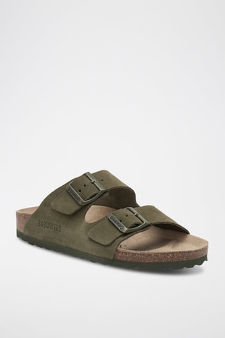 Mules en nubuck - Vert foncé