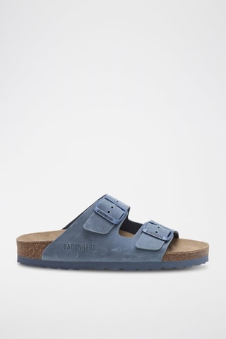 Mules en cuir - Bleu