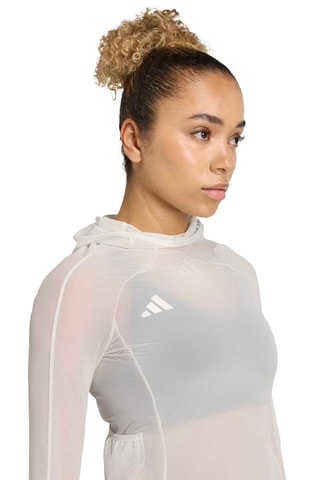 T-shirt de running à capuche Own the Run - Blanc