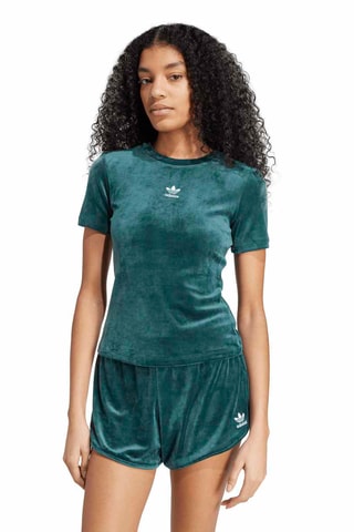 T-shirt slim en velours - Vert