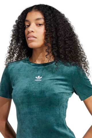 T-shirt slim en velours - Vert