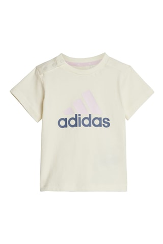 T-shirt regular et short d’entraînement en coton biologique Essentials - Beige clair et rose poudré