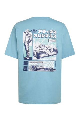 T-shirt oversize Japanese Racing Manga - Bleu