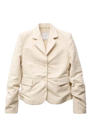 Blazer de costume lin mélangé effet froissé - Écru