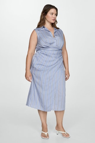 Robe chemise drapée - Bleu