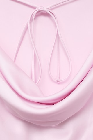 Blouse satinée dos drapé - Rose clair