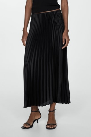 Falda plisada satinada - Negro