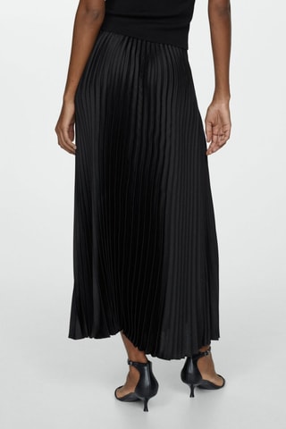 Falda plisada satinada - Negro