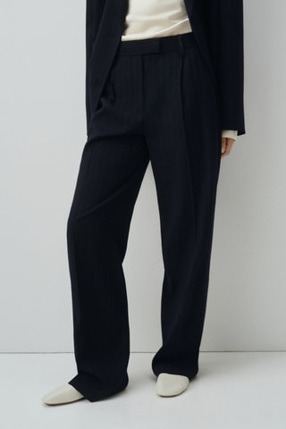 Pantalon de costume fines rayures - Bleu marine