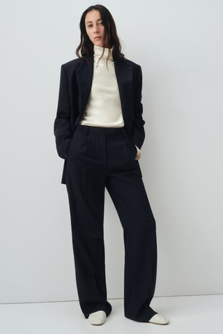 Pantalon de costume fines rayures - Bleu marine