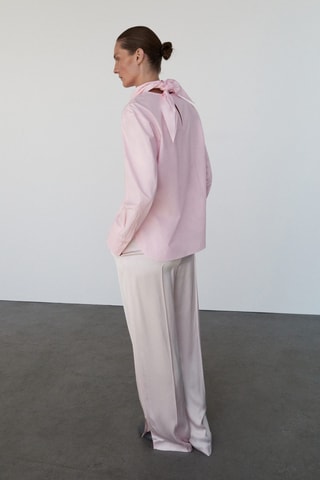 Pantalon satiné ouvertures latérales - Rose clair