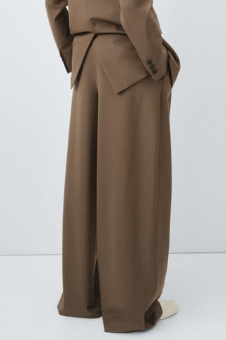 Pantalon de costume droit à pinces - Marron