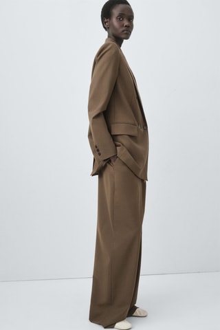 Pantalon de costume droit à pinces - Marron