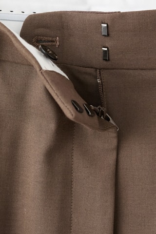 Pantalon de costume droit à pinces - Marron