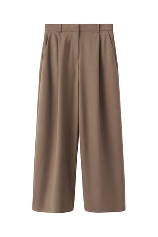 Pantalon de costume droit à pinces - Marron