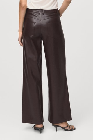 Pantalon droit cuir synthétique - Rouge