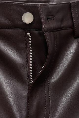 Pantalon droit cuir synthétique - Rouge