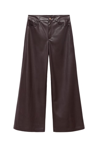Pantalon droit cuir synthétique - Rouge
