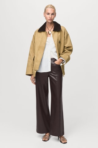 Pantalon droit cuir synthétique - Rouge