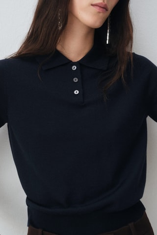 Pull-over 100 % laine mérinos - Bleu marine