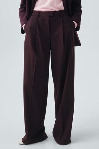 Pantalon costume droit laine - Rouge