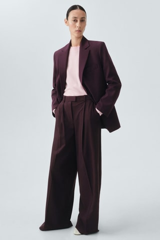Pantalon costume droit laine - Rouge