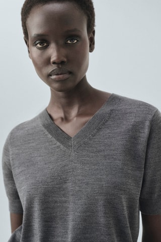 Pull-over 100 % laine mérinos - Gris chiné