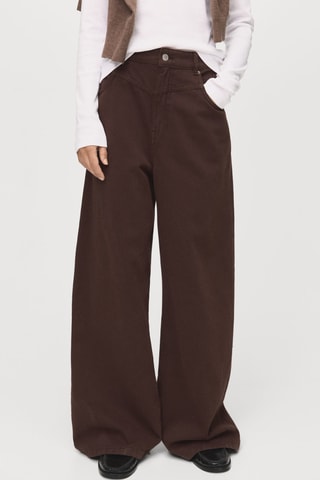 Jean wide leg loose taille normale - Marron