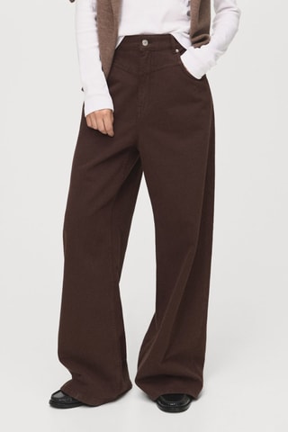 Jean wide leg loose taille normale - Marron