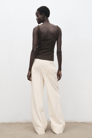Pantalon denim large coutures - Écru
