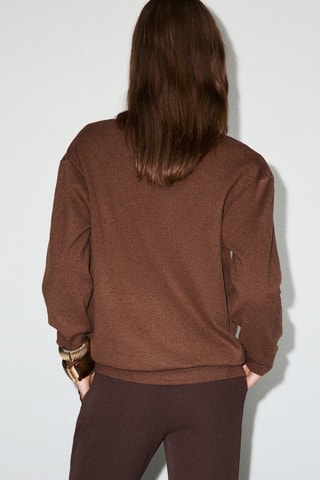 Pull-over maille fine col V - Marron