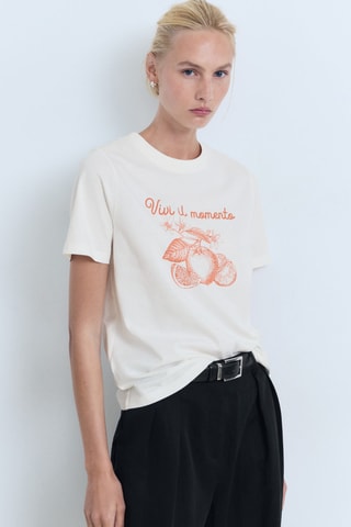 T-shirt en coton imprimé - Orange