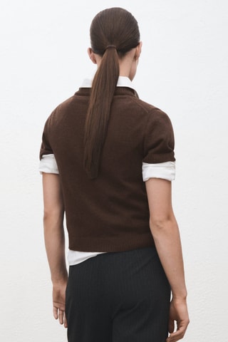 Pull-over maille col en V - Marron