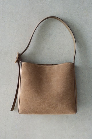 Sac cabas cuir suédé - Kaki