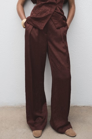 Pantalon droit effet froissé - Marron