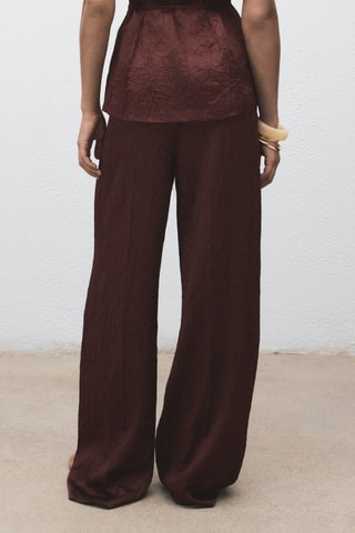 Pantalon droit effet froissé - Marron