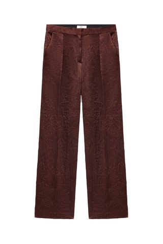 Pantalon droit effet froissé - Marron