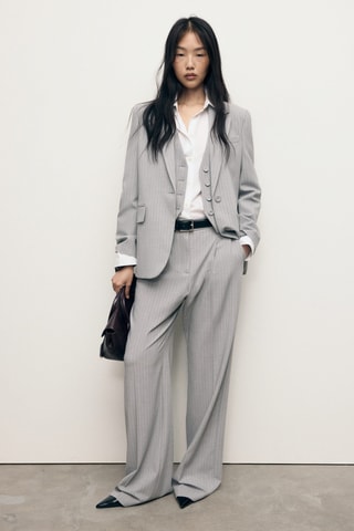 Pantalon de costume fines rayures - Gris